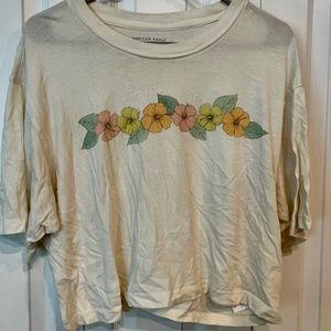 AE White Hibiscus Flower T-Shirt